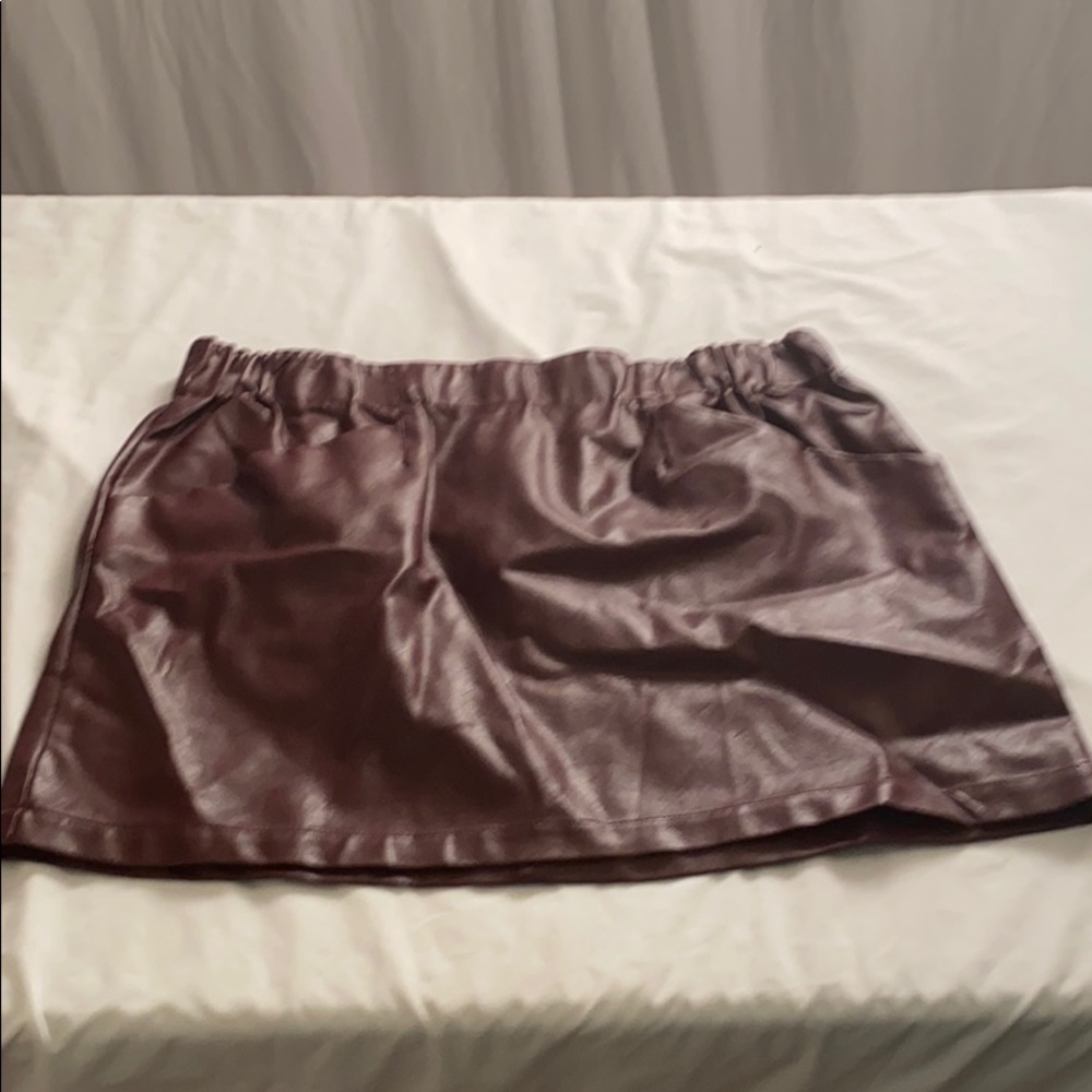 Maroon Pleather Skirt With pockets NWOT